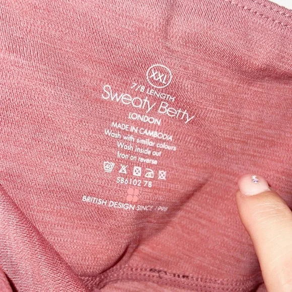 Sweaty Betty 7/8 Disco Metallic Pink Silver Leggings - Picture 8 of 9